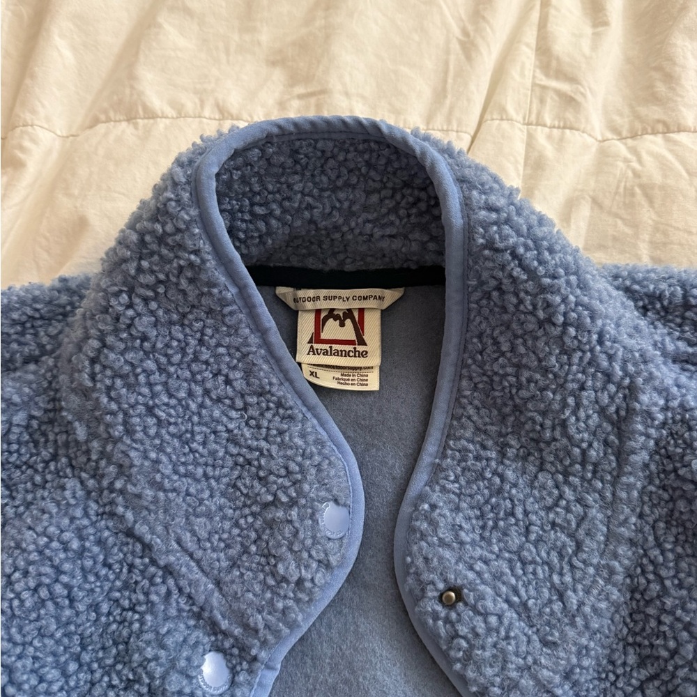 Avalanche Dusty Blue Sherpa Snap Jacket - Picture 2 of 4